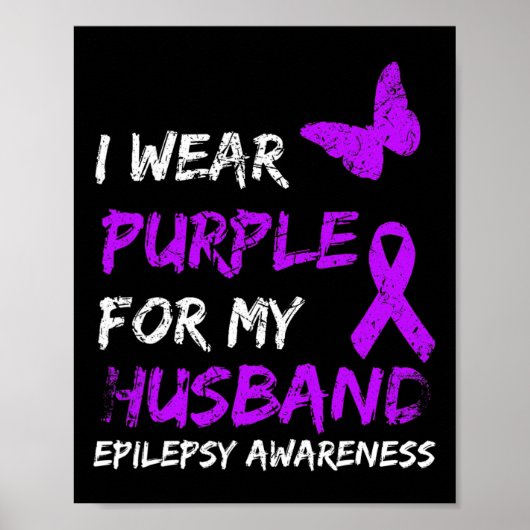 Epilepsy I Wear Purple For My Husbynd Ribbon Poster (Vorne)