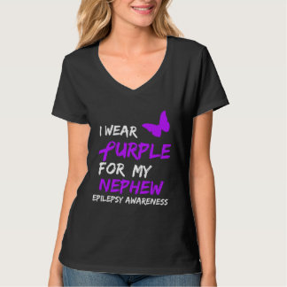 Epilepsy I Wear Purple For My Nephew Ribbon T-Shirt