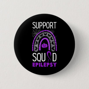 Epilepsy Lila Awareness Ribbon Squad Halloween H Button