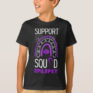 Epilepsy Lila Awareness Ribbon Squad Halloween H T-Shirt