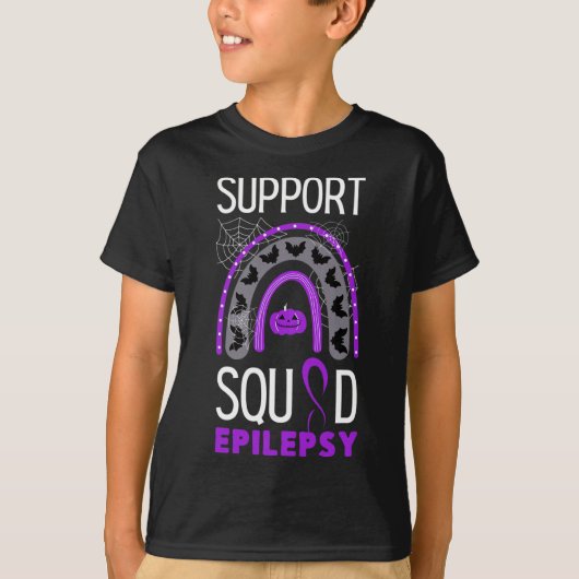 Epilepsy Lila Awareness Ribbon Squad Halloween H T-Shirt (Vorderseite)