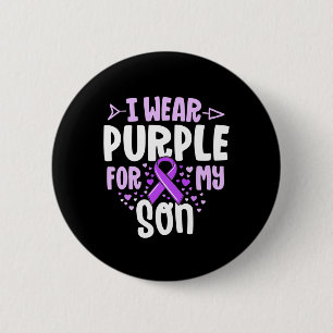 Epilepsy Ribbon ich trage Lila für mein Sohn Gesch Button