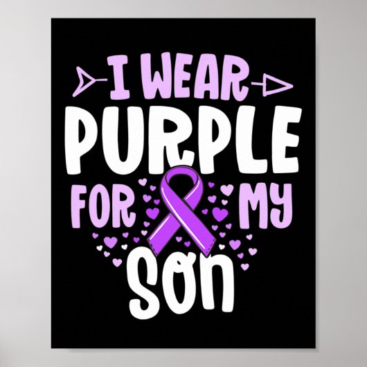 Epilepsy Ribbon ich trage Lila für mein Sohn Gesch Poster (Vorne)