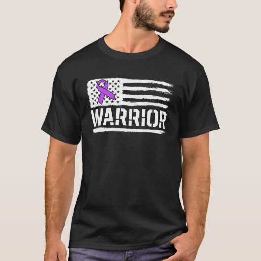 Epilepsy Warrior Gift Lila amerikanische Flagge Aw T-Shirt (Vorderseite)