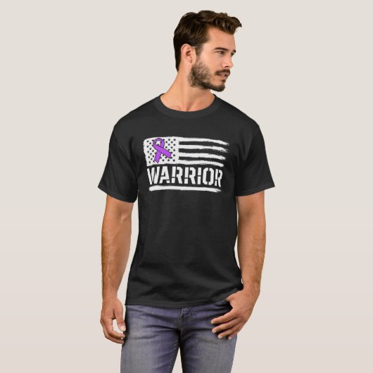 Epilepsy Warrior Gift Lila amerikanische Flagge Aw T-Shirt (Vorne ganz)