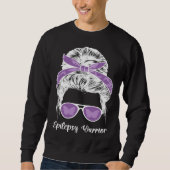 Epilepsy Warrior Messy Bun Epilepsy Awareness Mont Sweatshirt (Vorderseite)