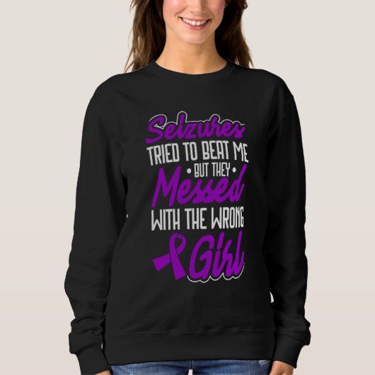 Epilepsy Warrior Purple Ribbon  Epilepsy Awareness Sweatshirt (Vorderseite)