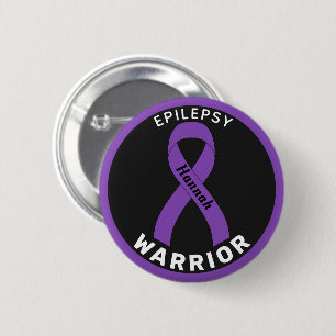 Epilepsy Warrior Ribbon Black Button