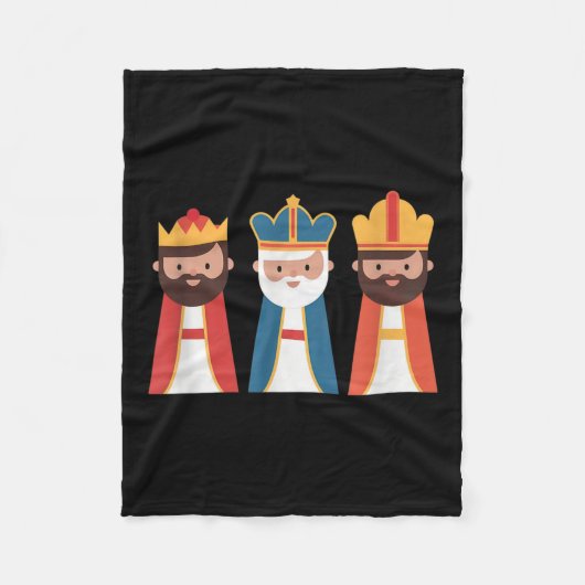 Epiphany Feliz Dia De Reyes Three Wise Men Happy H Fleecedecke (Vorderseite)