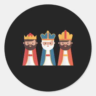 Epiphany Feliz Dia De Reyes Three Wise Men Happy H Runder Aufkleber
