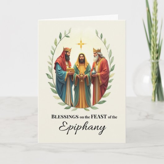 Epiphany Festtag Segnung Drei Weisen Wraath Karte (Vorderseite)