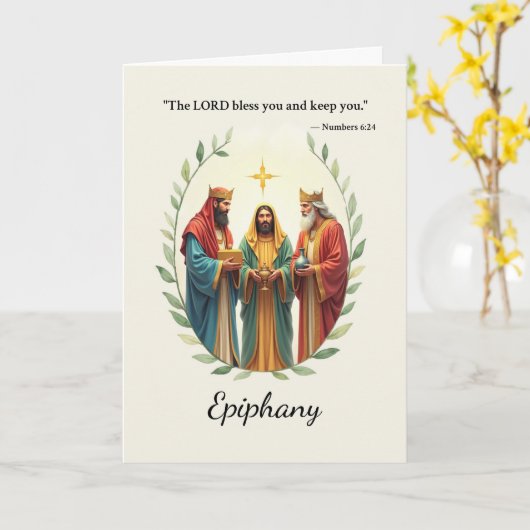 Epiphany Three Wise Men erzählen Gottes Friedensse Karte (Gelbe Blume)