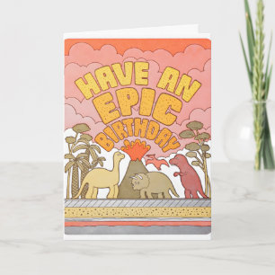 Epische Dino-Geburtstags-Letterpress-Karte Karte