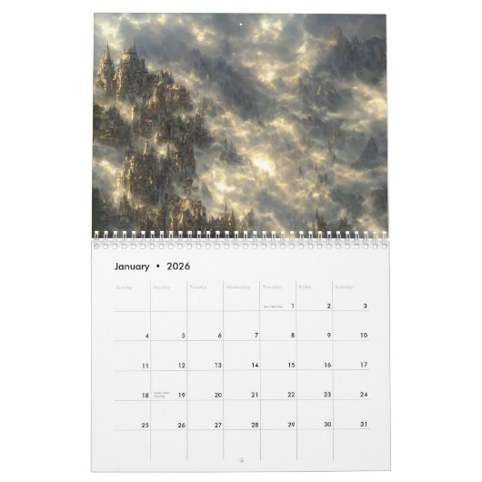 Epische Eldin-Ringlandschaft Cyberpunk Kalender (Jan 2026)