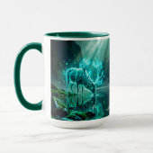 Epische Fantasy Leuchtender Geisthirsch Bergsee Tasse (Links)