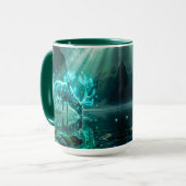 Epische Fantasy Leuchtender Geisthirsch Bergsee Tasse (Vorderseite Links)
