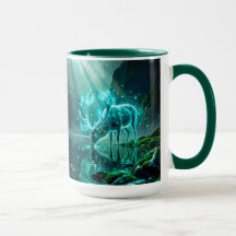 Epische Fantasy Leuchtender Hirschgeist Bergsee
