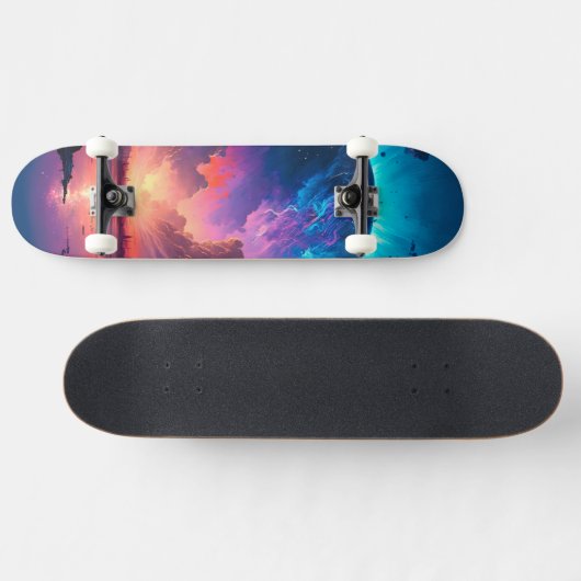 Epische Farbe füllte Himmel und Planet im All Skateboard (Horizontal)
