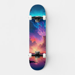 Epische Farbe füllte Himmel und Planet im All Skateboard