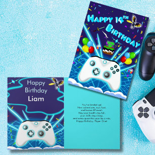 Epische Gamer-Glückwunschkarte zum 14. Geburtstag Karte