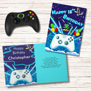 Epische Gamer-Glückwunschkarte zum 15. Geburtstag Karte