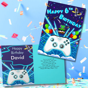 Epische Gamer-Glückwunschkarte zum 6. Geburtstag K Karte