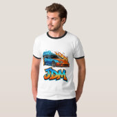 Epische JDM-Straßenrenn-Drift-Autografik mit Flamm T-Shirt (Vorne ganz)