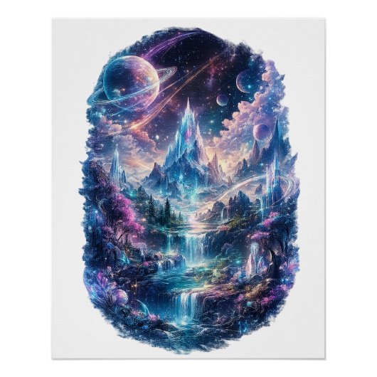 Epische kosmische Fantasy-Welt-Kunst Poster (Vorderseite)