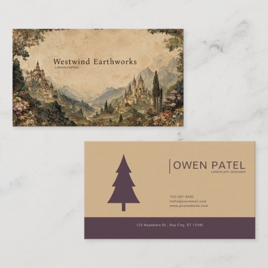 Epische Märchenlandschaft Vintage Tapisserie Visitenkarte (Vorne/Hinten)