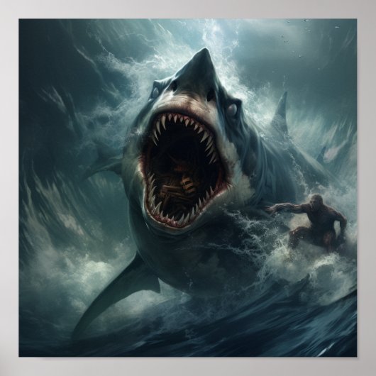 Epische Schlacht: Megalodon vs. T-Rex - schwindele Poster (Vorne)