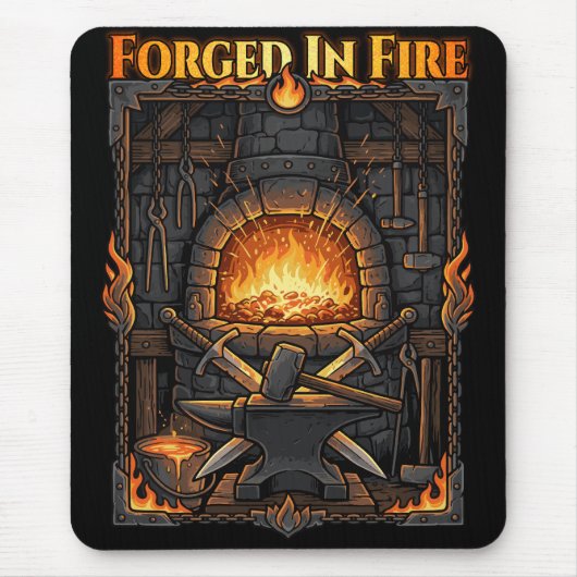Epische Schmiede Amboss und Schwerter Fantasy-Kuns Mousepad (Vorne)