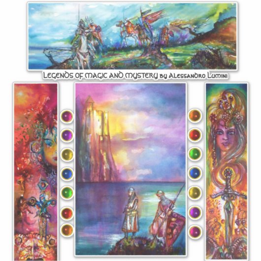 Epische Schwerter, Excalibur, Durendal, mittelalte Aufkleber (Vorderseite)