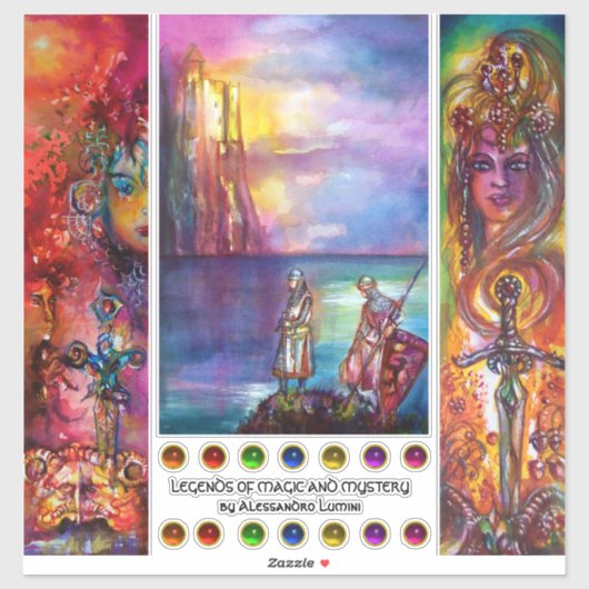 Epische Schwerter, Excalibur, Durendal, mittelalte Aufkleber (Blatt)