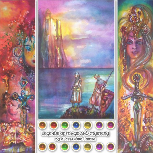 Epische Schwerter, Excalibur, Durendal, mittelalte Aufkleber (Vorderseite)