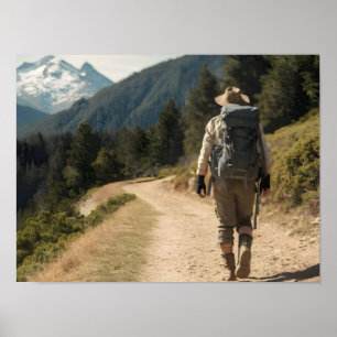 Epische Wanderung zu den Bergen: Begeisterte Wande Poster