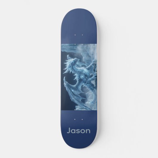 Epischer 3D-Blau-Eis-Drache Skateboard (Vorderseite)