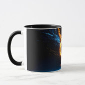 Epischer Blau Orange Feuer Ring Elementarzauber Tasse (Links)