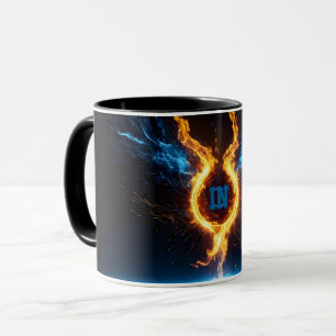 Epischer Blau Orange Feuer Ring Elementarzauber Tasse