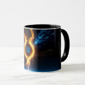 Epischer Blau Orange Feuer Ring Elementarzauber Tasse (VorderseiteRechts)
