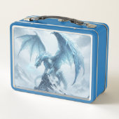 Epischer blauer Eisdrache Metall Brotdose (Rückseite)