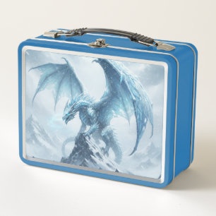 Epischer blauer Eisdrache Metall Brotdose