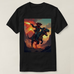 Epischer Cowboy-Katze-Reitdinosaurier Fantasy-Sc T-Shirt