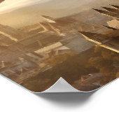 Epischer Drache über mittelalterliches Stadtplakat Poster (Ecke)