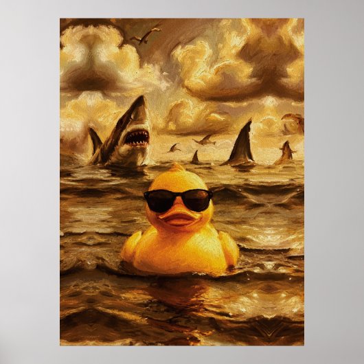 Epischer Hai-Angriff mit mutiger Gummiente Poster (Vorne)