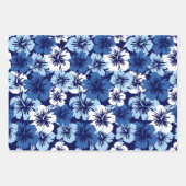 Epischer Hibiskus Hawaiian Floral Trio- Blue & Oli Geschenkpapier Set (Vorderseite)