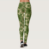 Epischer Hibiskus-hawaiische tropische Blumenolive Leggings (Rückseite)