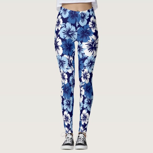 Epischer Hibiskus-hawaiisches tropisches Blumen Leggings (Vorderseite)