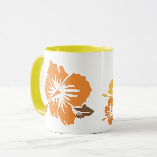 "Epischer Hibiskus" in Orange Tasse (Vorderseite Links)