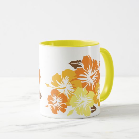 "Epischer Hibiskus" in Orange Tasse (VorderseiteRechts)