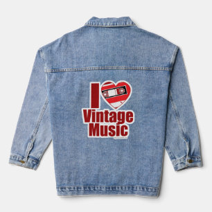 Epischer I Heart Vintage Musik Logo Jeansjacke